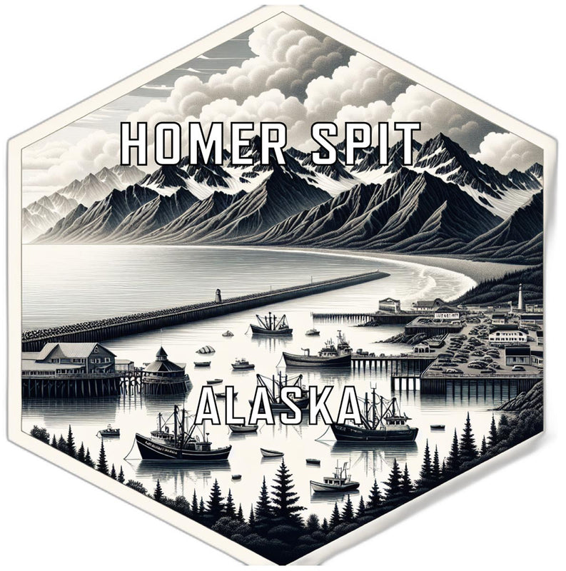 Homer Spit Alaska Souvenir Travel Destination Die Cut Hexagon Fridge Magnet 2-Inch