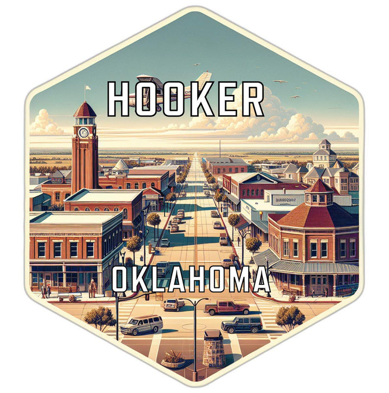 Hooker Oklahoma Souvenir Travel Destination Die Cut Hexagon Fridge Magnet 2-Inch