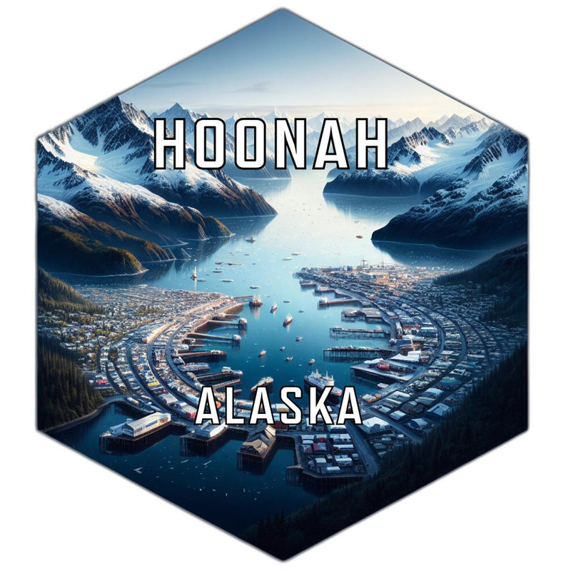 Hoonah Alaska Souvenir Travel Destination Die Cut Hexagon Fridge Magnet 2-Inch