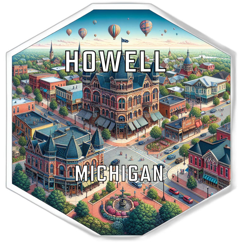 Howell Michigan Souvenir Travel Destination Die Cut Hexagon Fridge Magnet 2-Inch