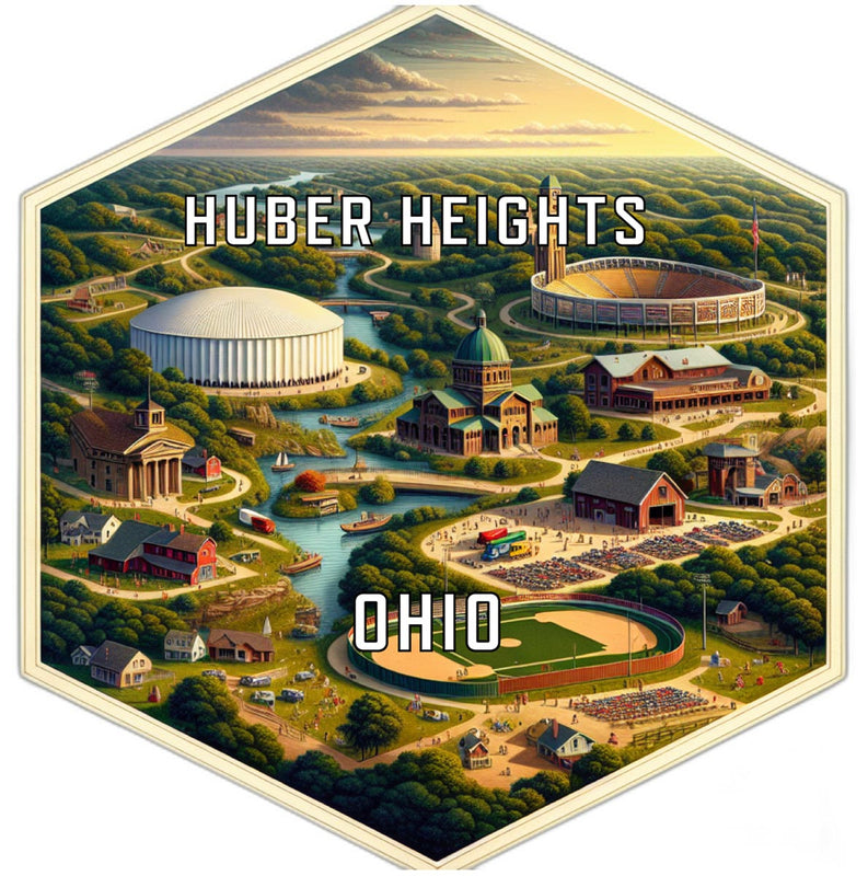 Huber Heights Ohio Souvenir Travel Destination Die Cut Hexagon Fridge Magnet 6-Inch