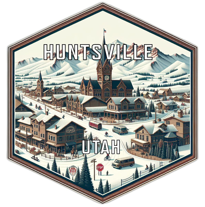 Huntsville Utah Souvenir Travel Destination Die Cut Hexagon Fridge Magnet 4-Inch