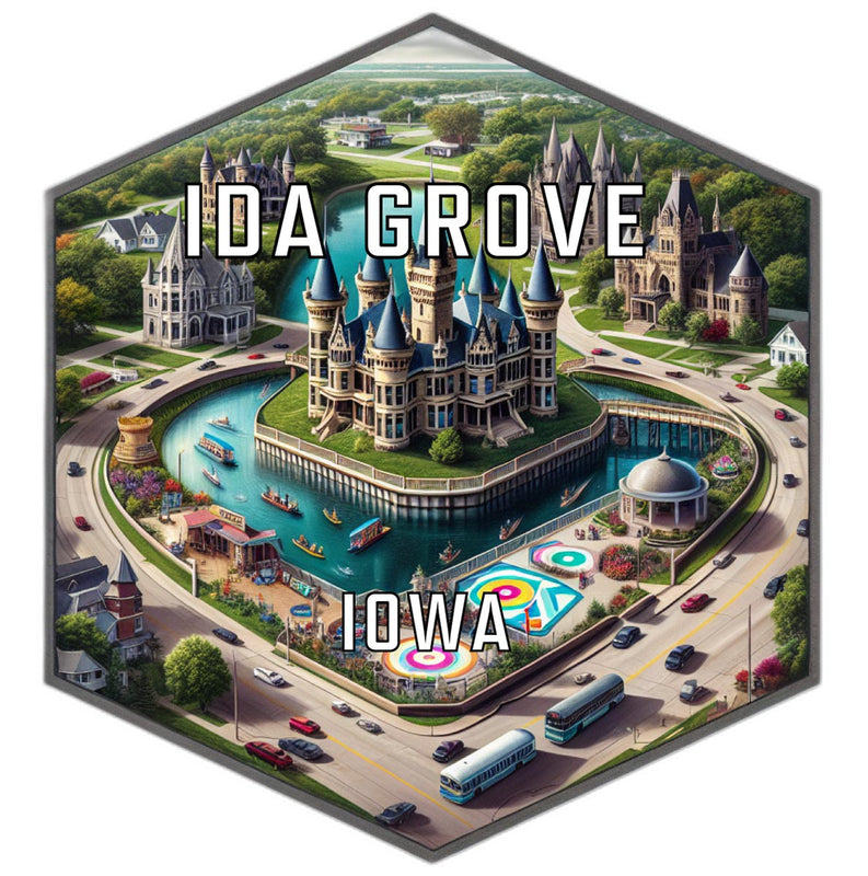 Ida Grove Iowa Souvenir Travel Destination Die Cut Hexagon Fridge Magnet 6-Inch