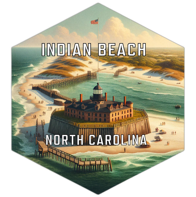 Indian Beach North Carolina Souvenir Travel Destination Die Cut Hexagon Fridge Magnet 2-Inch
