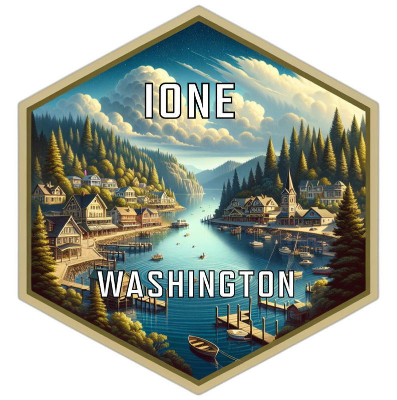 Ione Washington Souvenir Travel Destination Die Cut Hexagon Fridge Magnet 2-Inch