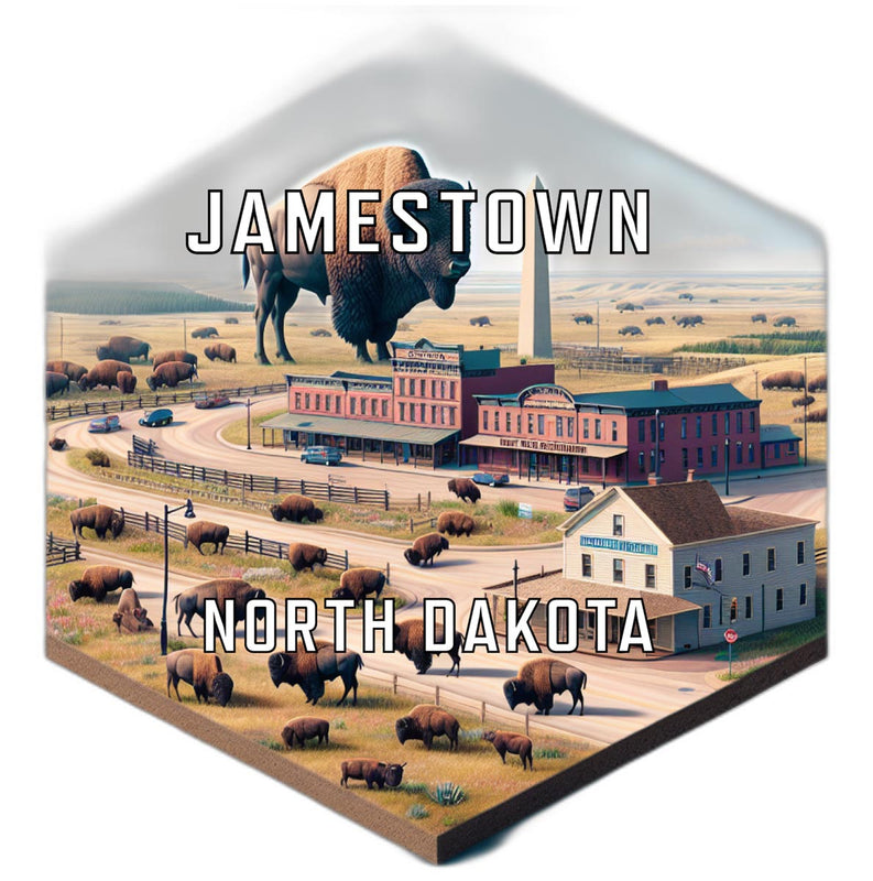 Jamestown North Dakota Souvenir Travel Destination Die Cut Hexagon Fridge Magnet 6-Inch