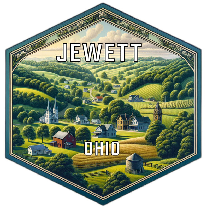 Jewett Ohio Souvenir Travel Destination Die Cut Hexagon Fridge Magnet 6-Inch