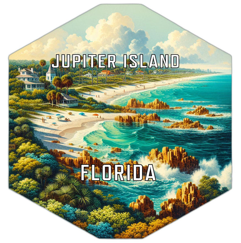 Jupiter Island Florida Souvenir Travel Destination Die Cut Hexagon Fridge Magnet 2-Inch