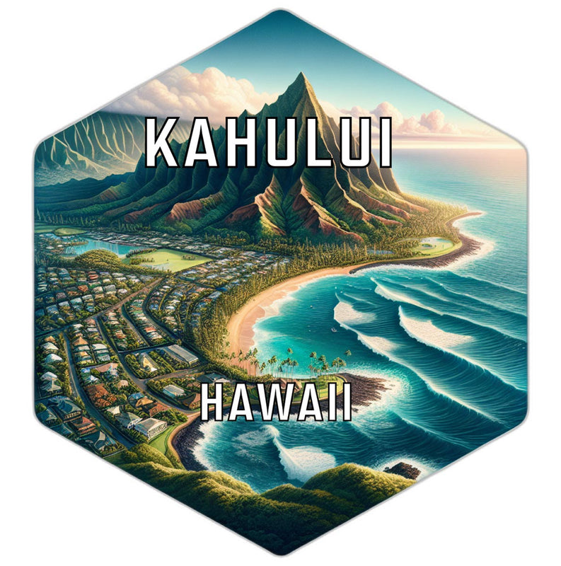 Kahului Hawaii Souvenir Travel Destination Die Cut Hexagon Fridge Magnet 2-Inch