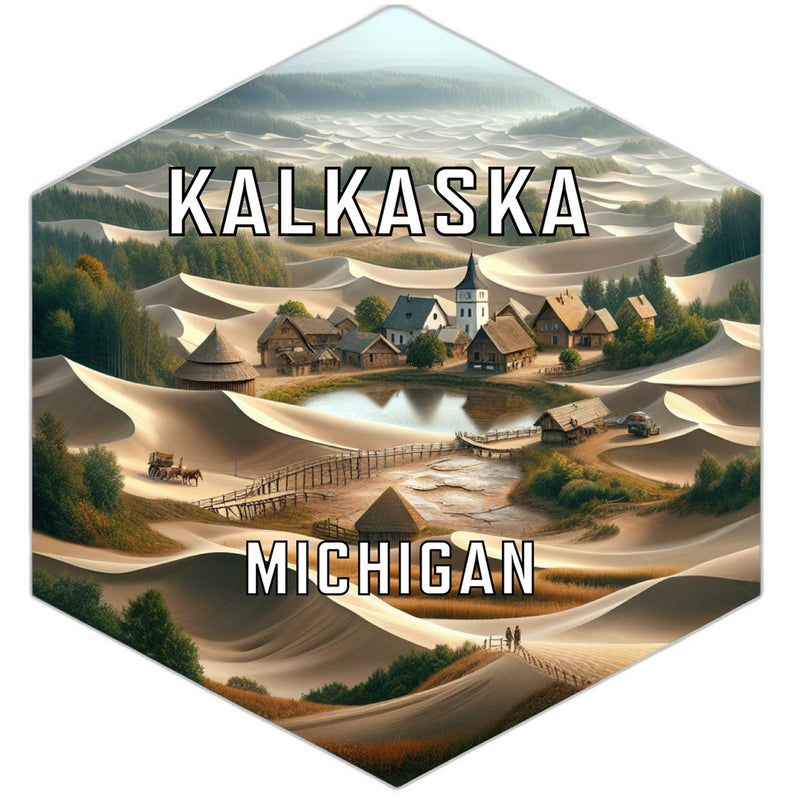 Kalkaska Michigan Souvenir Travel Destination Die Cut Hexagon Fridge Magnet 6-Inch