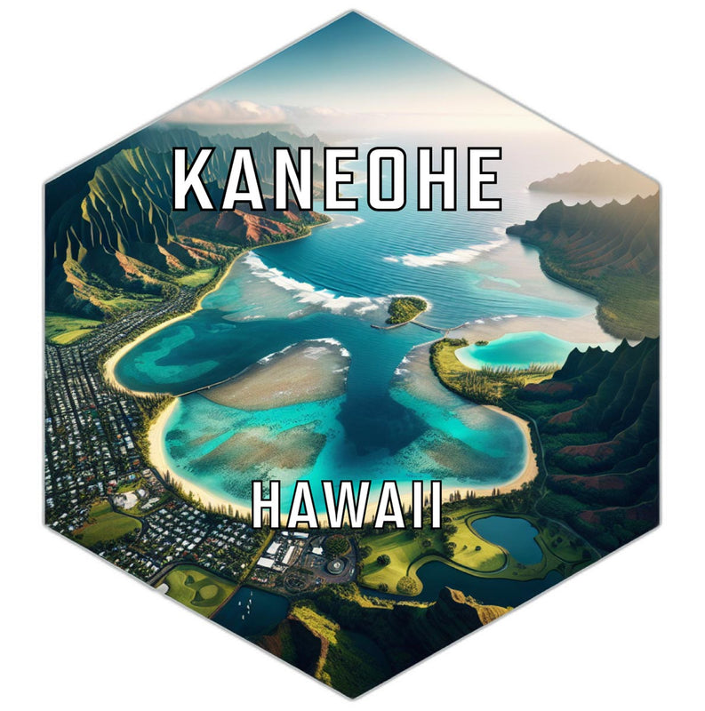 Kaneohe Hawaii Souvenir Travel Destination Die Cut Hexagon Fridge Magnet 2-Inch