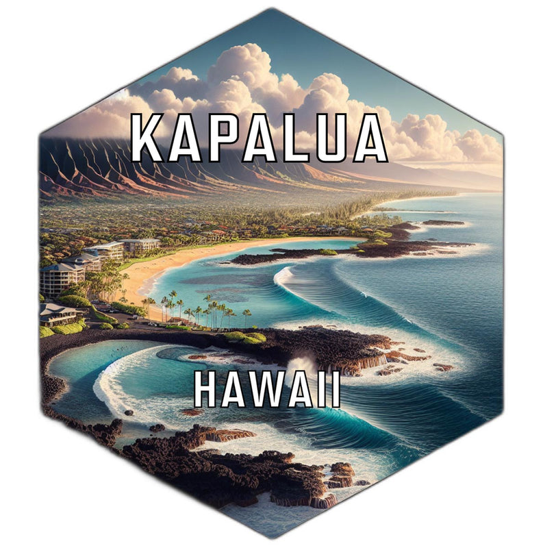 Kapalua Hawaii Souvenir Travel Destination Die Cut Hexagon Fridge Magnet 2-Inch