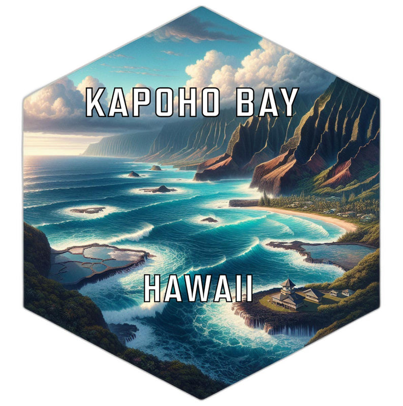 Kapoho Bay Hawaii Souvenir Travel Destination Die Cut Hexagon Fridge Magnet 2-Inch