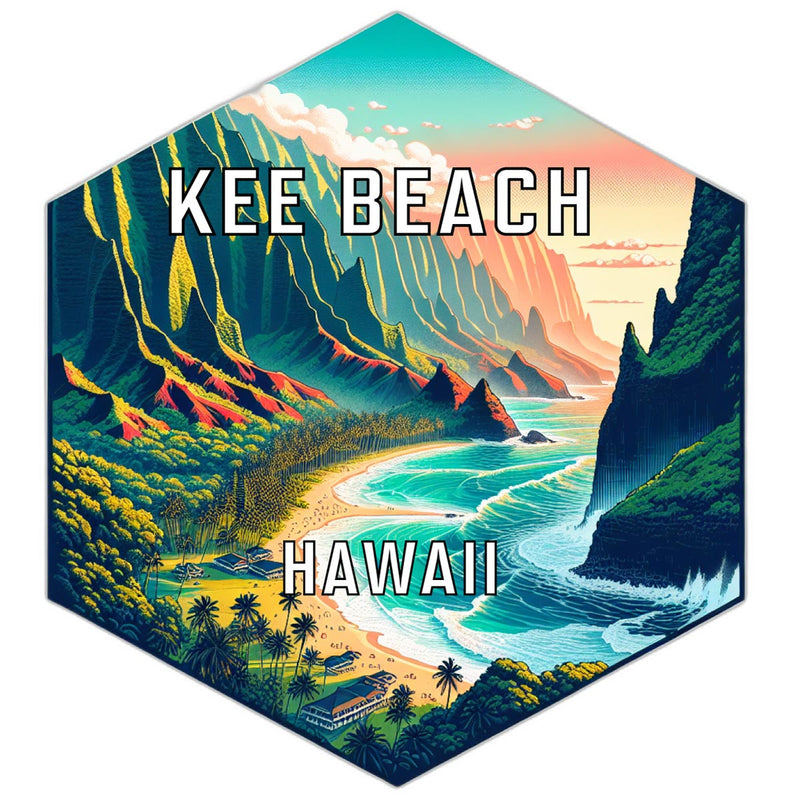 Ke E Beach Hawaii Souvenir Travel Destination Die Cut Hexagon Fridge Magnet 4-Inch