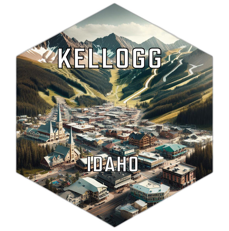 Kellogg Idaho Souvenir Travel Destination Die Cut Hexagon Fridge Magnet 2-Inch