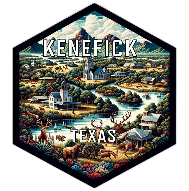 Kenefick Texas Souvenir Travel Destination Die Cut Hexagon Fridge Magnet 6-Inch