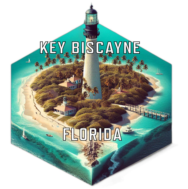 Key Biscayne Florida Souvenir Travel Destination Die Cut Hexagon Fridge Magnet 6-Inch