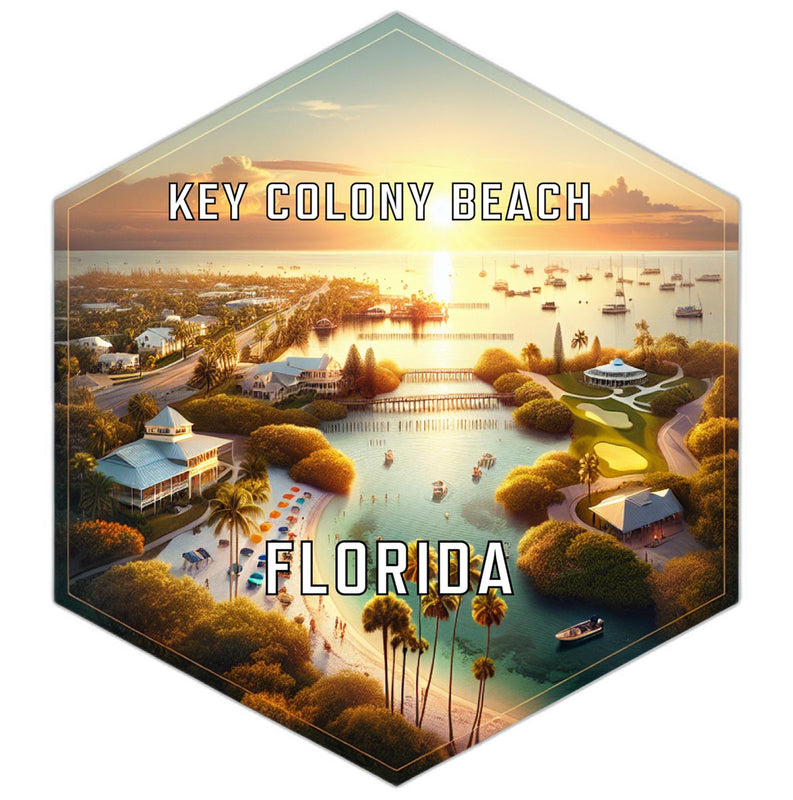 Key Colony Beach Florida Souvenir Travel Destination Die Cut Hexagon Fridge Magnet 2-Inch