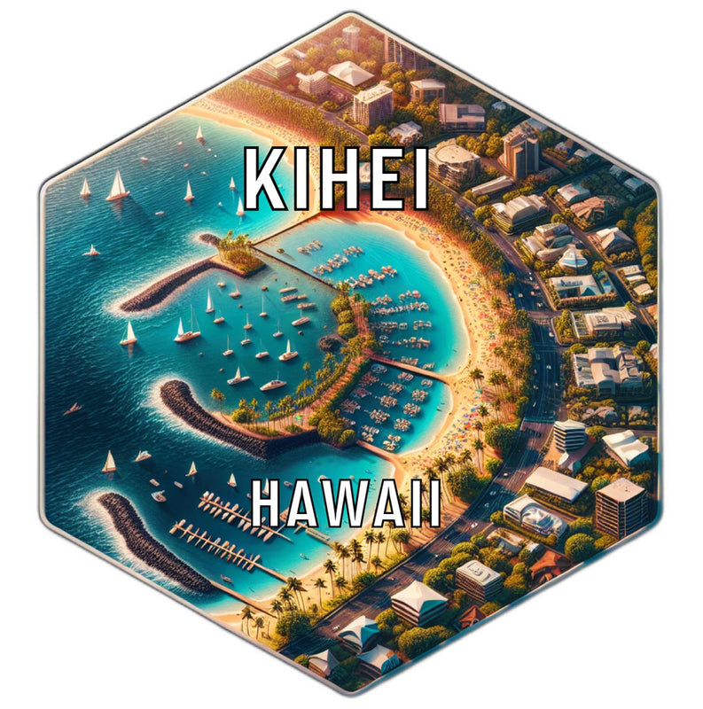 Kihei Hawaii Souvenir Travel Destination Die Cut Hexagon Fridge Magnet 2-Inch