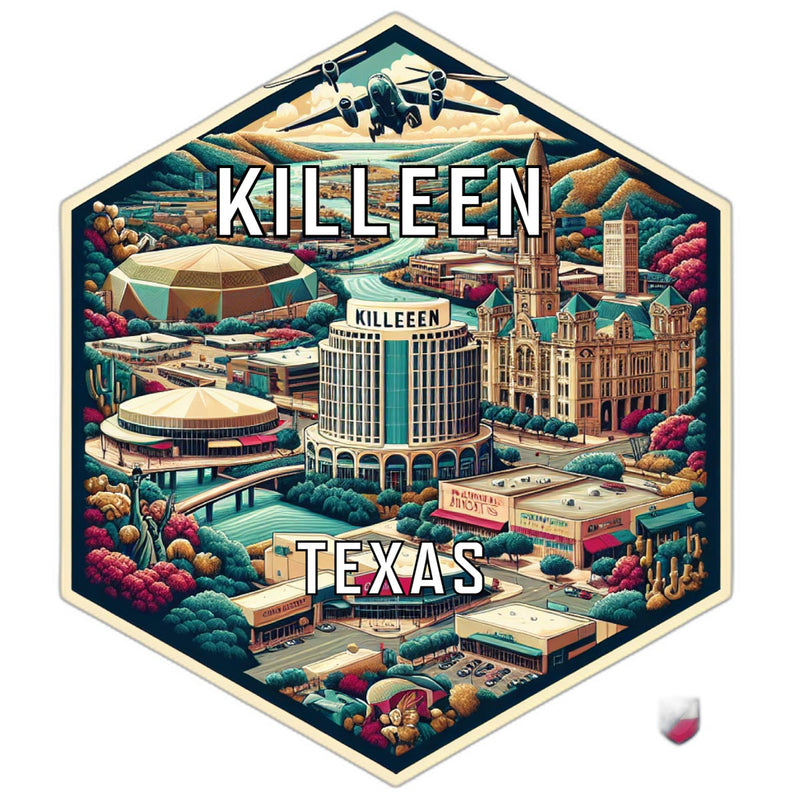 Killeen Texas Souvenir Travel Destination Die Cut Hexagon Fridge Magnet 2-Inch
