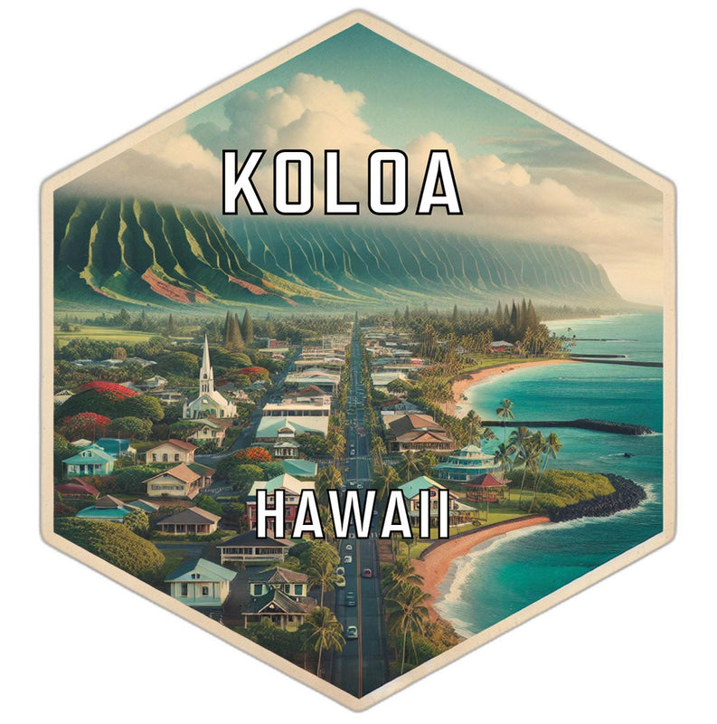 Koloa Hawaii Souvenir Travel Destination Die Cut Hexagon Fridge Magnet 2-Inch