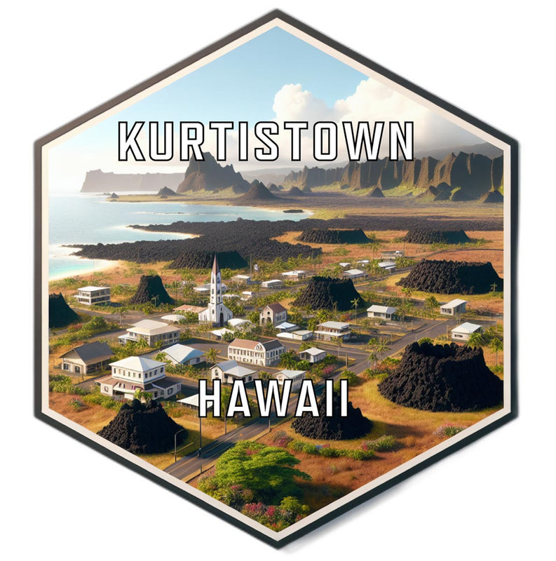 Kurtistown Hawaii Souvenir Travel Destination Die Cut Hexagon Fridge Magnet 2-Inch