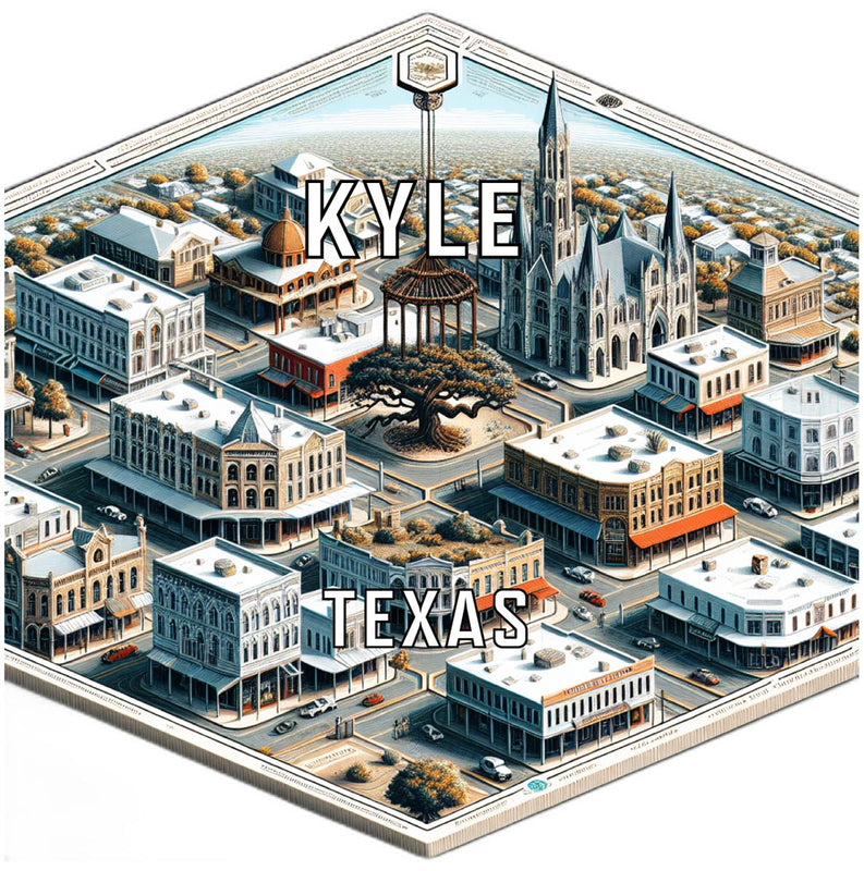 Kyle Texas Souvenir Travel Destination Die Cut Hexagon Fridge Magnet 6-Inch