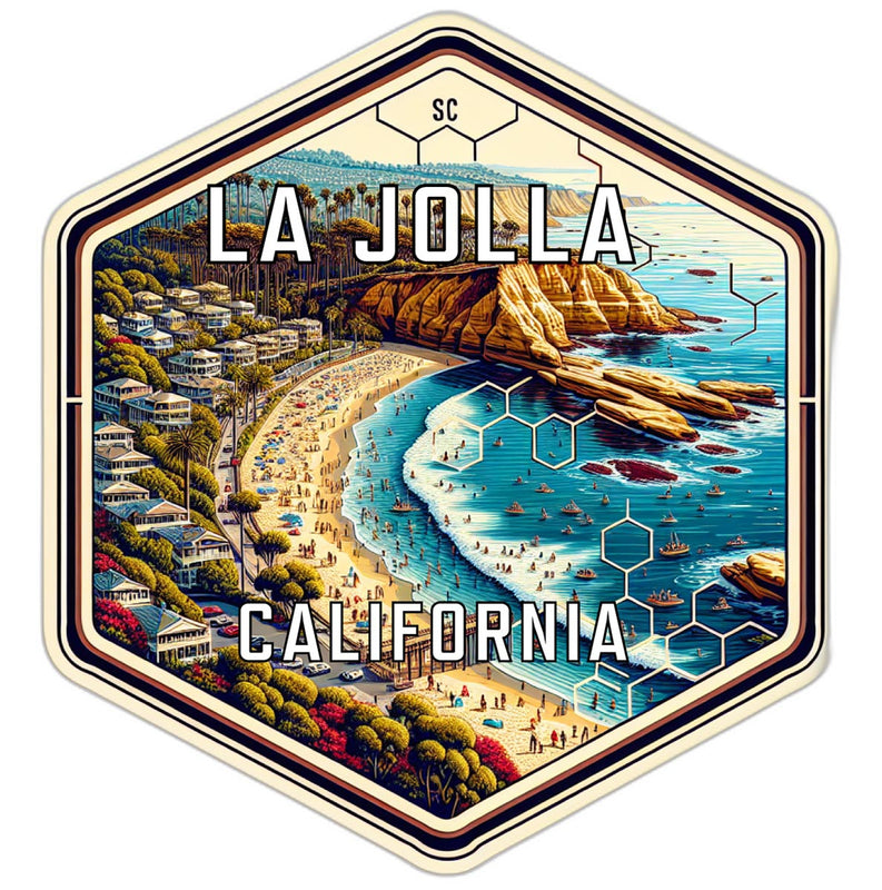 La Jolla California Souvenir Travel Destination Die Cut Hexagon Fridge Magnet 2-Inch