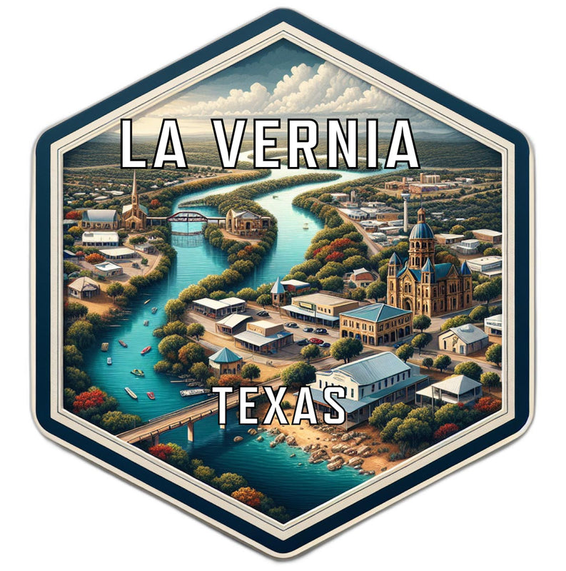 La Vernia Texas Souvenir Travel Destination Die Cut Hexagon Fridge Magnet 6-Inch