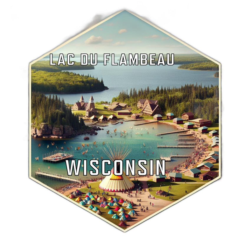 Lac Du Flambeau Wisconsin Souvenir Travel Destination Die Cut Hexagon Fridge Magnet 2-Inch
