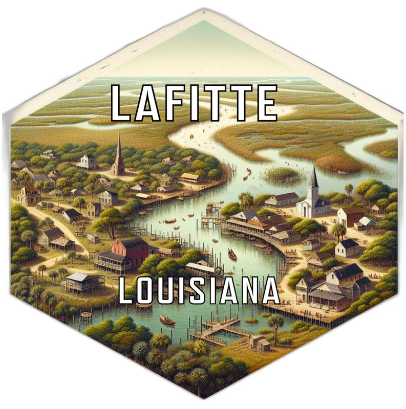 Lafitte Louisiana Souvenir Travel Destination Die Cut Hexagon Fridge Magnet 2-Inch