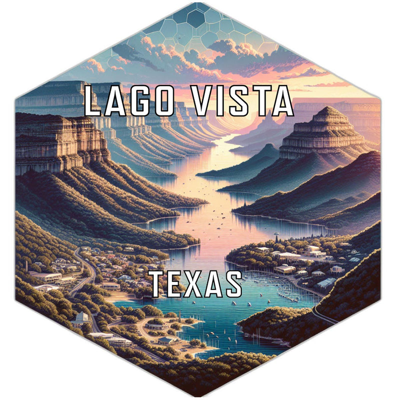 Lago Vista Texas Souvenir Travel Destination Die Cut Hexagon Fridge Magnet 6-Inch