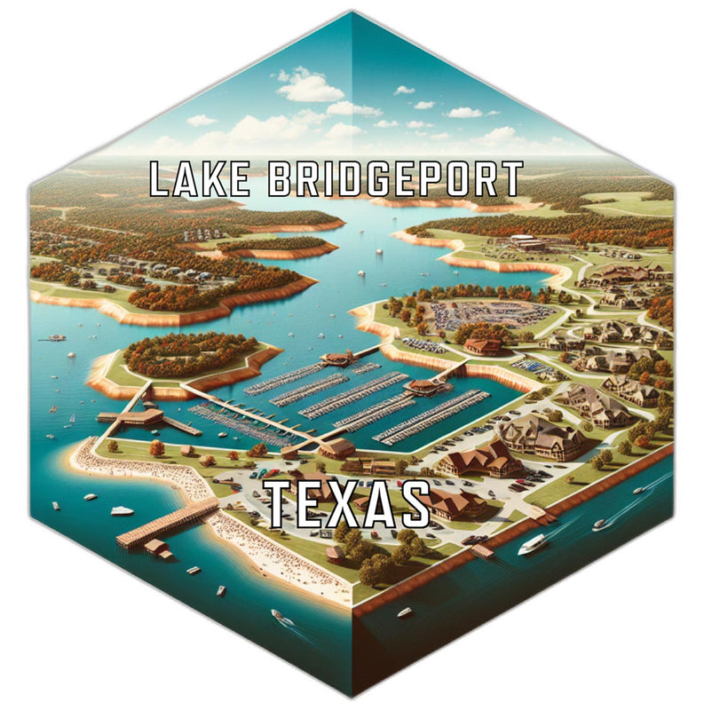 Lake Bridgeport Texas Souvenir Travel Destination Die Cut Hexagon Fridge Magnet 2-Inch