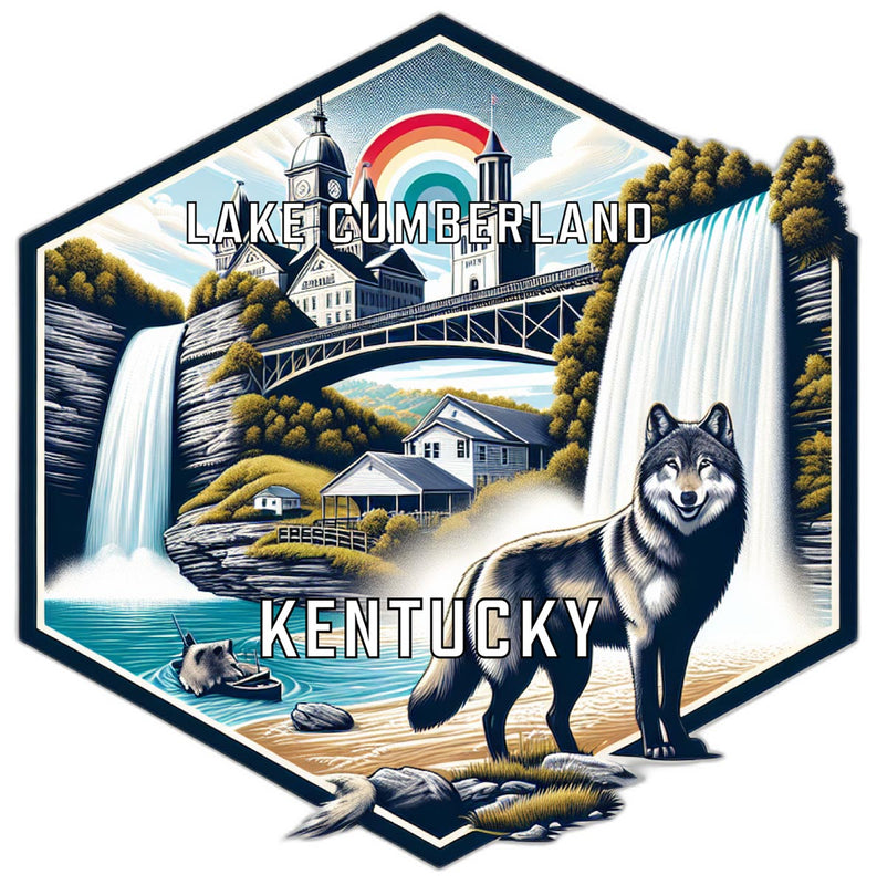 Lake Cumberland Kentucky Souvenir Travel Destination Die Cut Hexagon Fridge Magnet 2-Inch