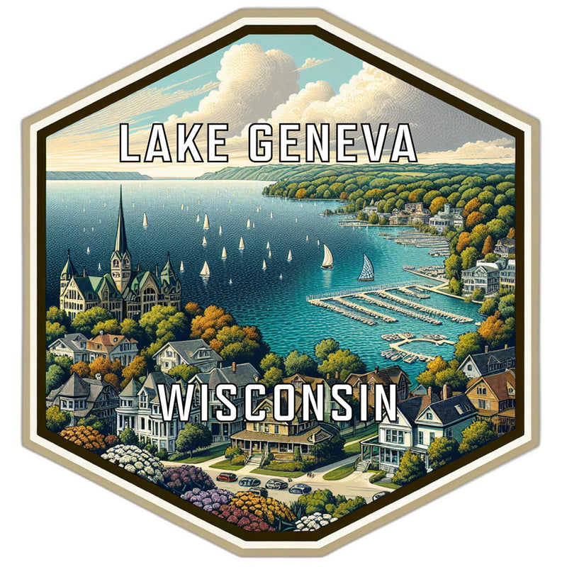 Lake Geneva Wisconsin Travel Destination Souvenir Vinyl Decal Sticker 6-Inch