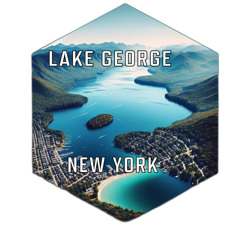 Lake George New York Souvenir Travel Destination Die Cut Hexagon Fridge Magnet 6-Inch