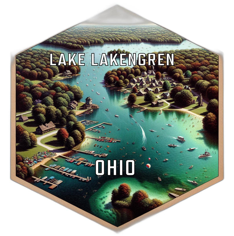 Lake Lakengren Ohio Souvenir Travel Destination Die Cut Hexagon Fridge Magnet 2-Inch