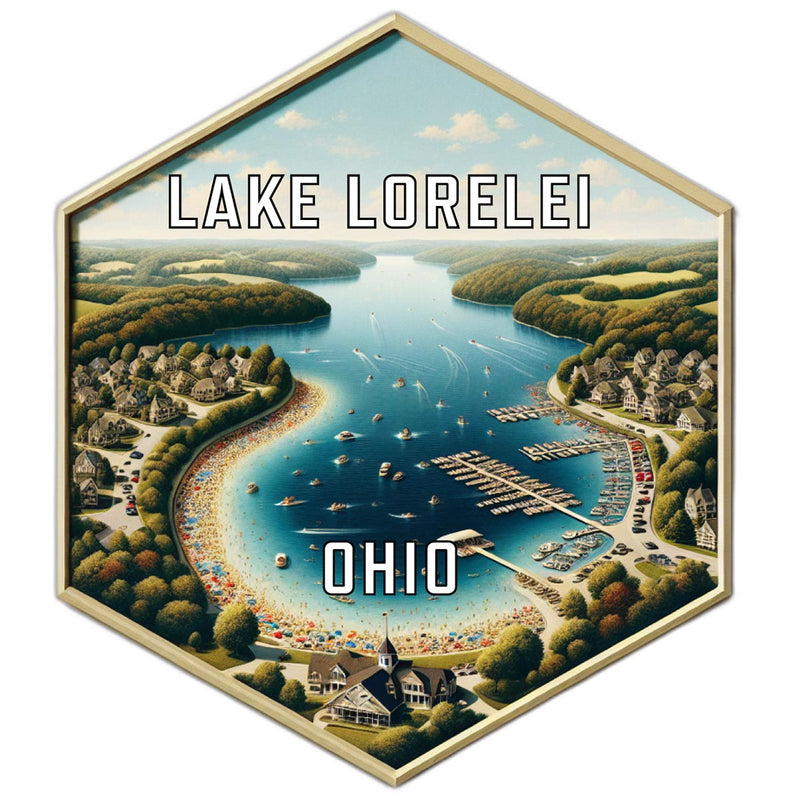 Lake Lorelei Ohio Souvenir Travel Destination Die Cut Hexagon Fridge Magnet 4-Inch