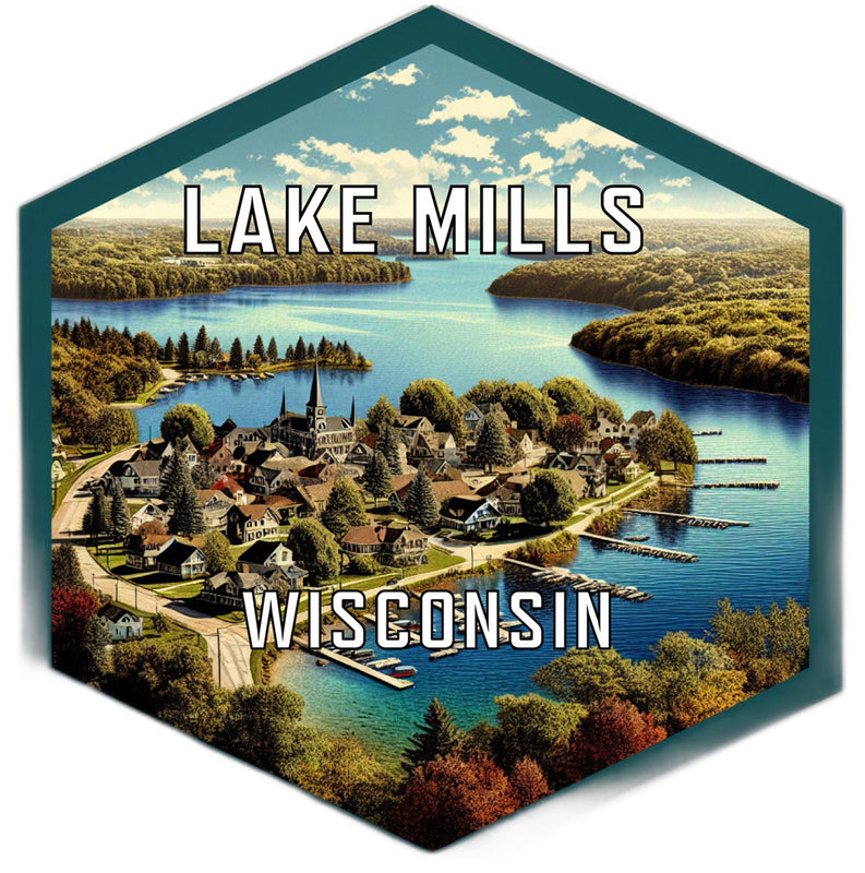 Lake Mills Wisconsin Travel Destination Souvenir Vinyl Decal Sticker 4-Inch
