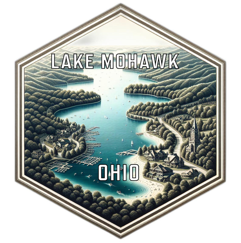 Lake Mohawk Ohio Souvenir Travel Destination Die Cut Hexagon Fridge Magnet 2-Inch