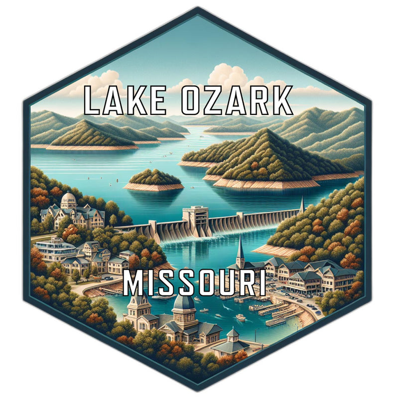 Lake Ozark Missouri Souvenir Travel Destination Die Cut Hexagon Fridge Magnet 2-Inch