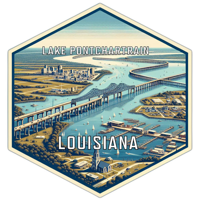 Lake Pontchartrain Louisiana Souvenir Travel Destination Die Cut Hexagon Fridge Magnet 2-Inch