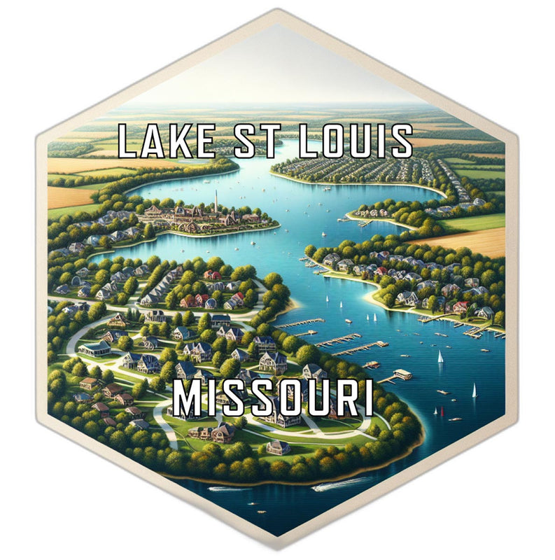 Lake St Louis Missouri Souvenir Travel Destination Die Cut Hexagon Fridge Magnet 6-Inch