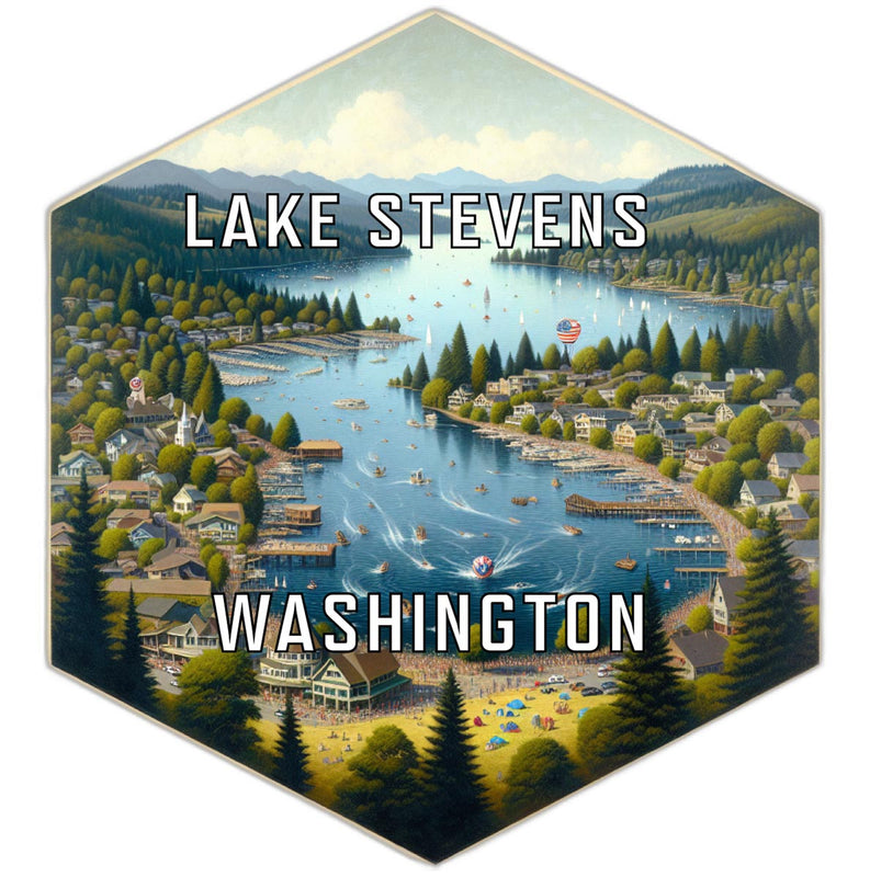 Lake Stevens Washington Souvenir Travel Destination Die Cut Hexagon Fridge Magnet 2-Inch