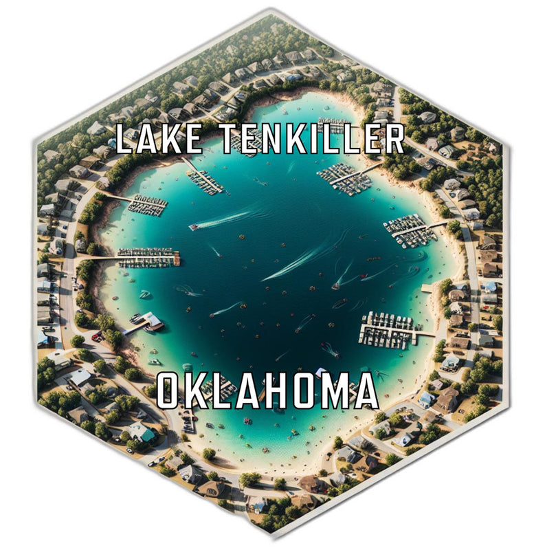 Lake Tenkiller Oklahoma Souvenir Travel Destination Die Cut Hexagon Fridge Magnet 2-Inch