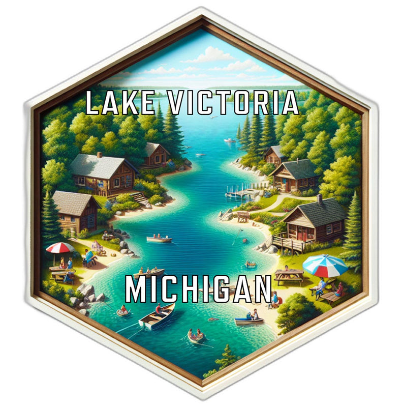 Lake Victoria Michigan Souvenir Travel Destination Die Cut Hexagon Fridge Magnet 2-Inch
