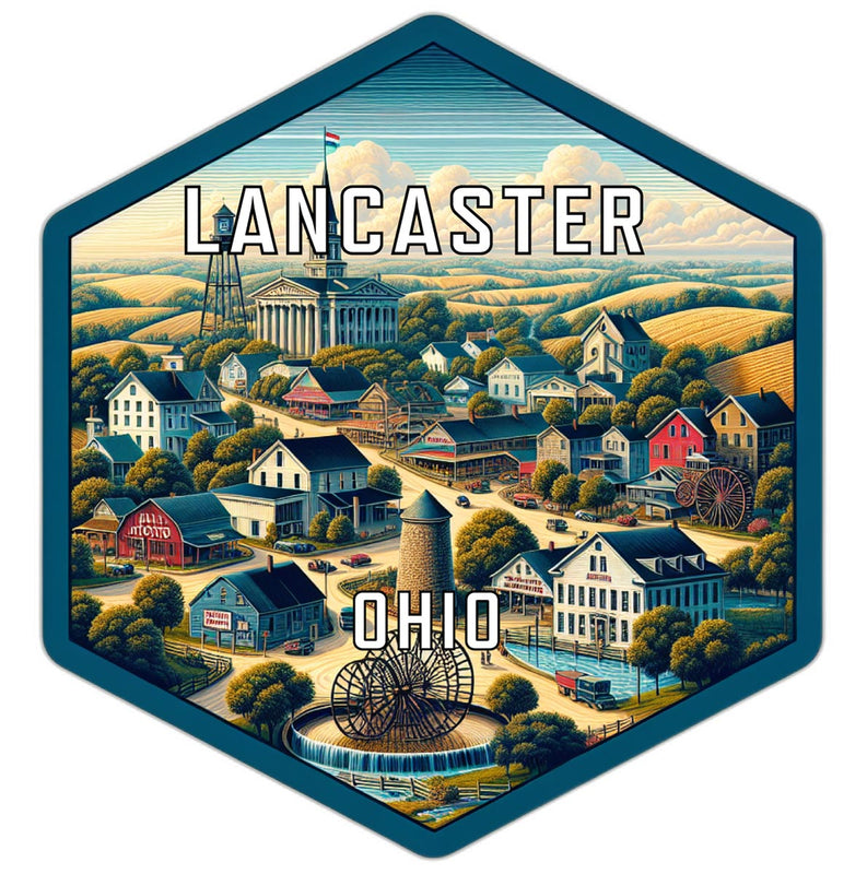 Lancaster Ohio Souvenir Travel Destination Die Cut Hexagon Fridge Magnet 2-Inch