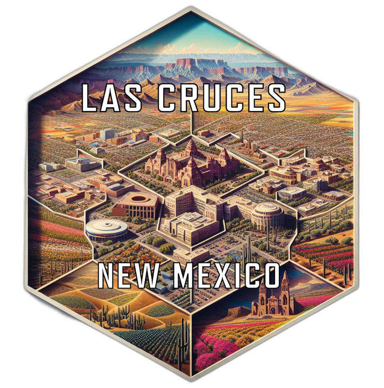 Las Cruces New Mexico Souvenir Travel Destination Die Cut Hexagon Fridge Magnet 2-Inch