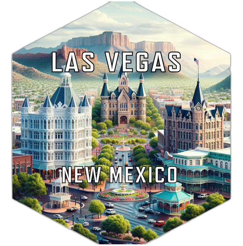 Las Vegas New Mexico Souvenir Travel Destination Die Cut Hexagon Fridge Magnet 6-Inch