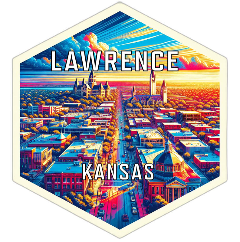 Lawrence Kansas Souvenir Travel Destination Die Cut Hexagon Fridge Magnet 2-Inch